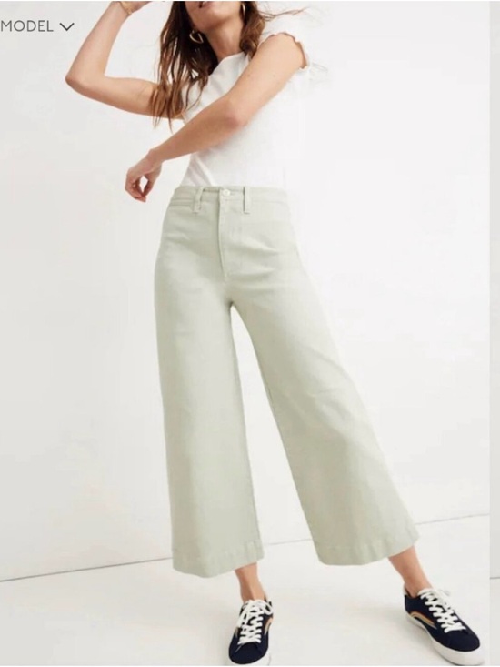 Madewell Denim - Madewell Emmett Wide Leg Crop Pants High Waist Women’s 30 Sea Haze Light Green